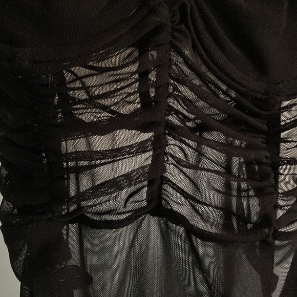 DANIELLE GUIZIO sheer ruched black dress size small *as is - Picture 7 of 14